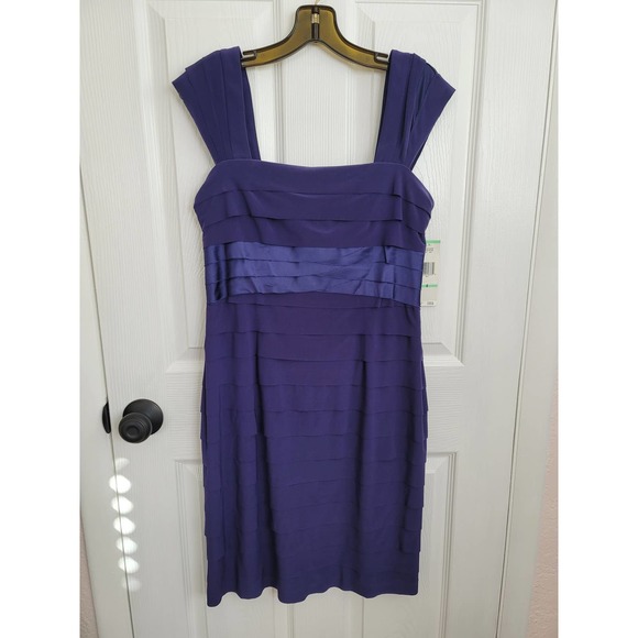 NWT Jones New York Cobalt Blue Tiered Sleeveless Midi Formal Dress Size 8 - Picture 2 of 6